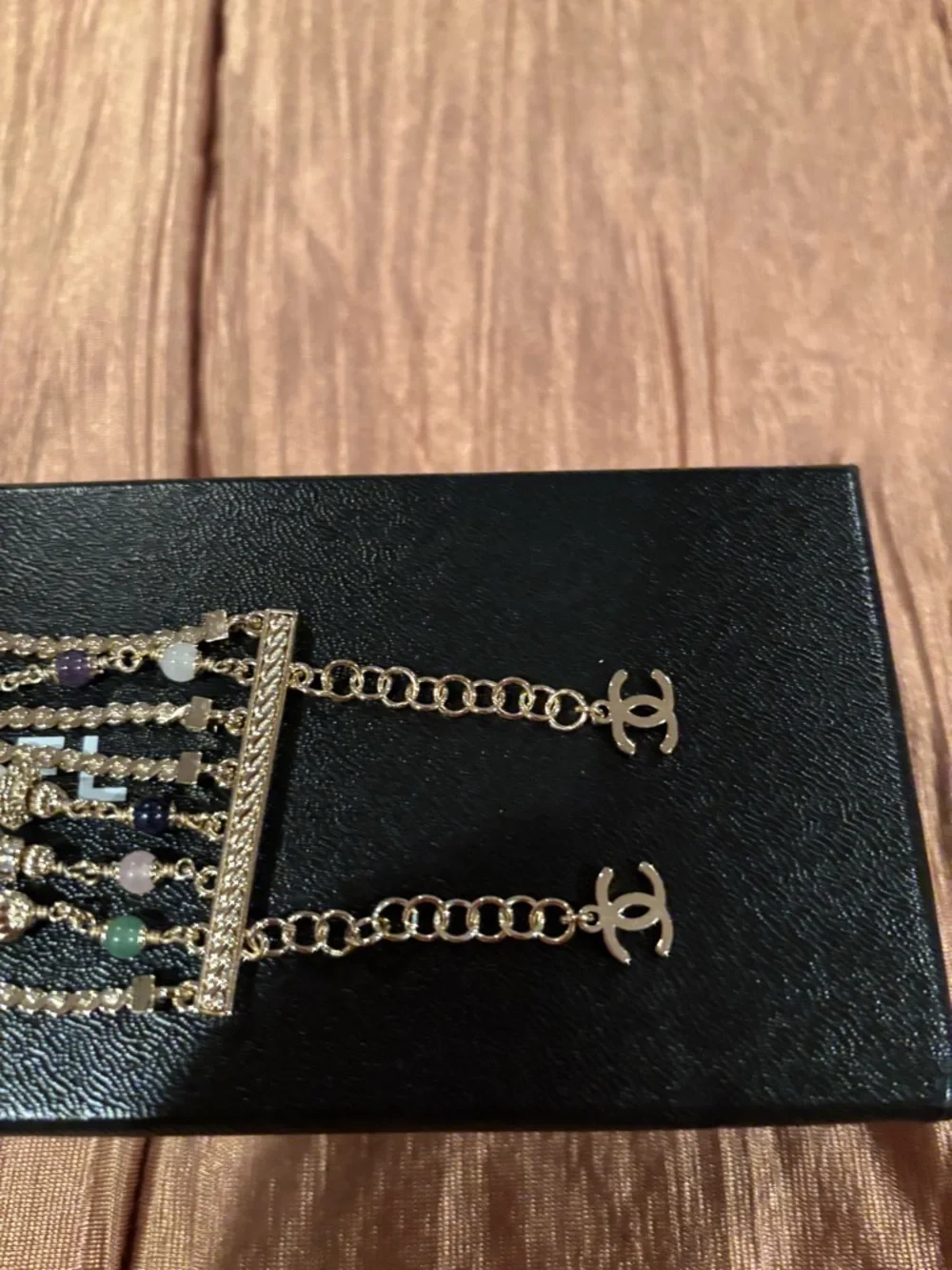 Chanel Multicolor Beaded Gold-Tone Bracelet - Picture 11 of 11